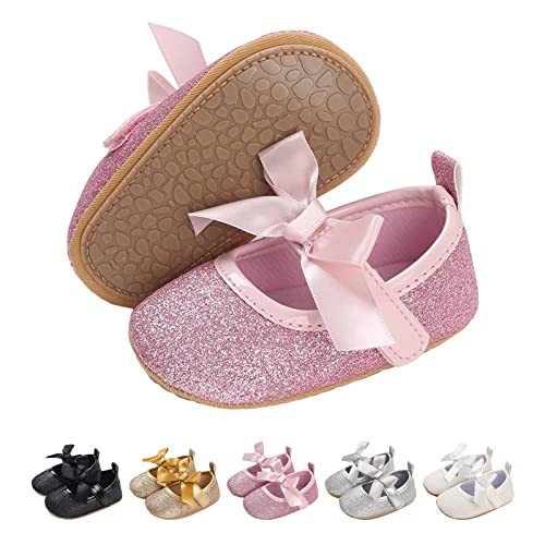 Zapato Bebe Niña con Suave Suela Antideslizantes Recien Nacida Zapatos Primeros Pasos Bebe Niña Mary Jane Princesa Zapatos para Niñas y Bebés 0-18 Meses