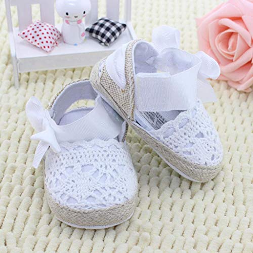 Zapatos Bebé Niña 2019 SHOBDW Zapatos De Princesa Suela Suave Antideslizante Sandalias Zapatos Verano Lindo Dulce Bowknot Zapatos Bebé Recién Nacida Zapatos Bebe Primeros Pasos(Blanco,0~6)