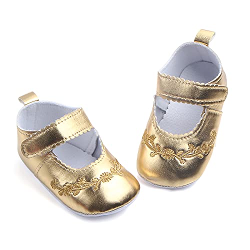 Zapatos de bebé para niña, zapatos de princesa, zapatos de niño, zapatos suaves para caminar, para bebés, dorado, 0-3Months