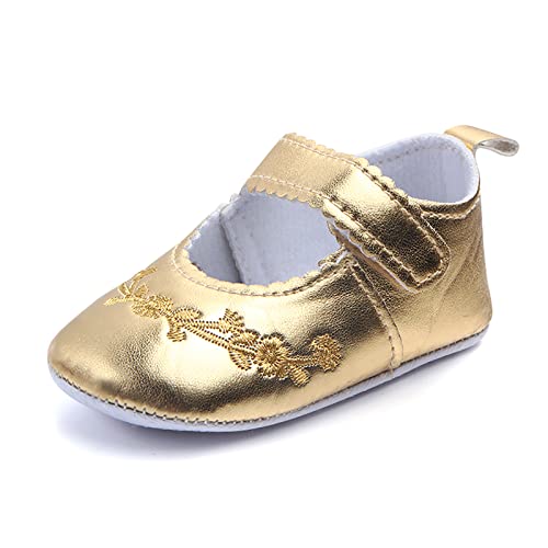 Zapatos de bebé para niña, zapatos de princesa, zapatos de niño, zapatos suaves para caminar, para bebés, dorado, 0-3Months