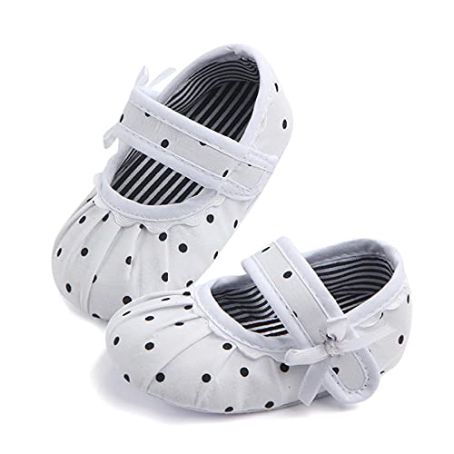 Zapatos de bebé Polka suave punto de marcha prewalker antideslizante Baby Kids Toddler Baby Zapatos para bebé (blanco, 0-6 meses)