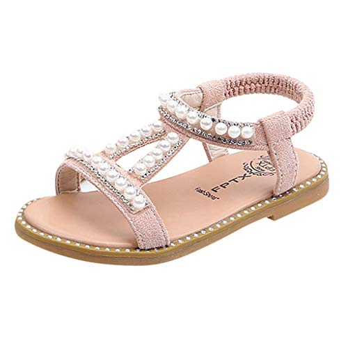 Zapatos para Bebé Niñas,Riou Niños Perla Cristal Princesa Soltera Zapatos Romanos Sandalias de Vestir en Cuero Zapatillas Verano Calzado