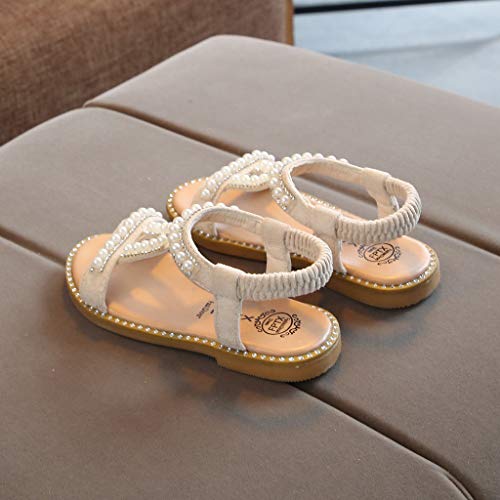 Zapatos para Bebé Niñas,Riou Niños Perla Cristal Princesa Soltera Zapatos Romanos Sandalias de Vestir en Cuero Zapatillas Verano Calzado