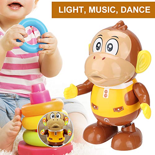 Zerodis Robot electrónico para niños Mono eléctrico Lindo Baile Movimiento Interactivo Música Juguete Regalo Divertido para niña y niño 3-36 Meses