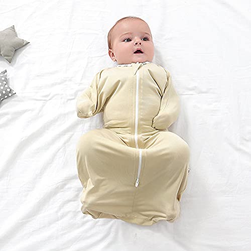 ZIGJOY Cremallera Bidireccional Manta Bebe Saco de Dormir Anti Sobresaltos Recién Nacido Swaddle Bolsa de Transición Manta Usable para Bebe 3-6 Meses(Albaricoque)