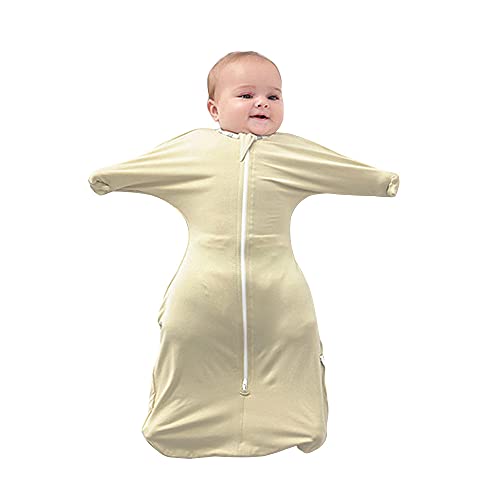 ZIGJOY Cremallera Bidireccional Manta Bebe Saco de Dormir Anti Sobresaltos Recién Nacido Swaddle Bolsa de Transición Manta Usable para Bebe 3-6 Meses(Albaricoque)