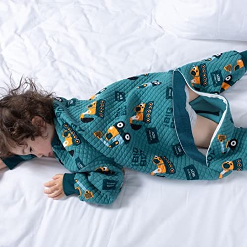 ZIGJOY Saco de Dormir con Piernas para Bebé Cremallera de Cadera Manga Larga 100% Algodón Pijama Manta con pies Mamelucos Mono Niño Niña Unisex para Todo el año 1-3 años Dinosaurio