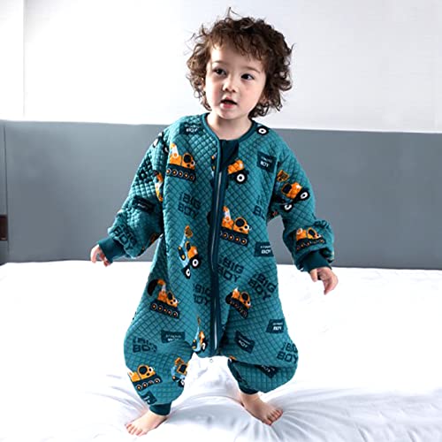 ZIGJOY Saco de Dormir con Piernas para Bebé Cremallera de Cadera Manga Larga 100% Algodón Pijama Manta con pies Mamelucos Mono Niño Niña Unisex para Todo el año 6-18 Meses Dinosaurio Doodle