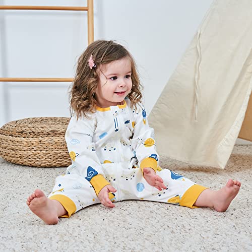 ZIGJOY Saco de Dormir con Piernas para Bebé Manga Larga 100% Algodón Pijama Manta con pies Mamelucos Mono Niño Niña Unisex para Todo el año 6-18 Meses jurásico