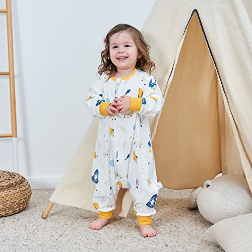 ZIGJOY Saco de Dormir con Piernas para Bebé Manga Larga 100% Algodón Pijama Manta con pies Mamelucos Mono Niño Niña Unisex para Todo el año 6-18 Meses jurásico