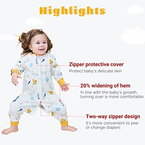 ZIGJOY Saco de Dormir con Piernas para Bebé Manga Larga 100% Algodón Pijama Manta con pies Mamelucos Mono Niño Niña Unisex para Todo el año 6-18 Meses jurásico