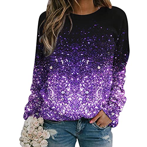 Zilosconcy Sudaderas Mujer Baratas Manga Larga con Estampado 3D Moda Mujer Blusa Informal Jersey Tops Cuello Redondo Camiseta Slim Fit Sudaderas Cortos Otoño Primavera Blusa Suéter