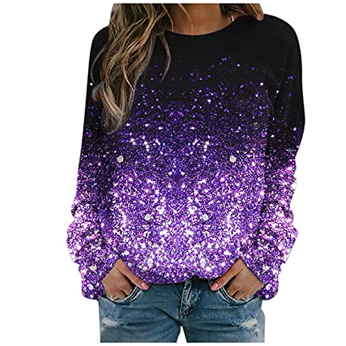 Zilosconcy Sudaderas Mujer Baratas Manga Larga con Estampado 3D Moda Mujer Blusa Informal Jersey Tops Cuello Redondo Camiseta Slim Fit Sudaderas Cortos Otoño Primavera Blusa Suéter