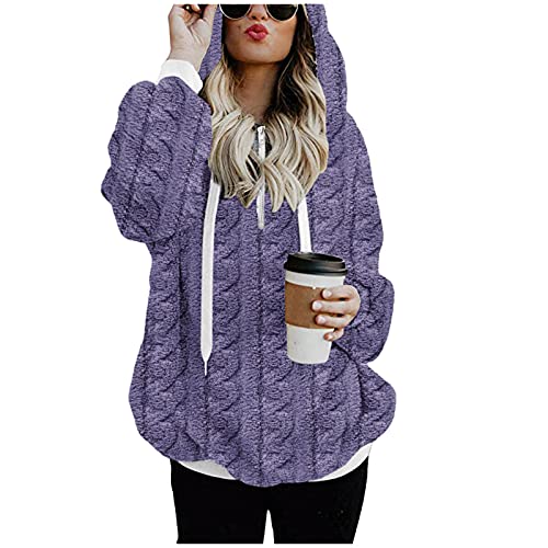 Zilosconcy Sudaderas Mujer Invierno Rebajas Vintage Calentita Talla Grande Pullover Abrigo Con Bolsillos Mujer Otoño Invierno Hoodie Jerseys Sudadera con Capucha Chicas Suelto Chaqueta de Felpa