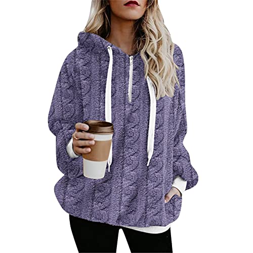 Zilosconcy Sudaderas Mujer Invierno Rebajas Vintage Calentita Talla Grande Pullover Abrigo Con Bolsillos Mujer Otoño Invierno Hoodie Jerseys Sudadera con Capucha Chicas Suelto Chaqueta de Felpa