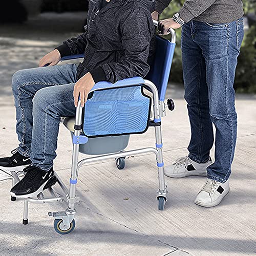 ZWYSL Silla con Orinal de cabecera Silla con Inodoro Plegable con apoyabrazos, Gancho para Toallas de Papel Ruedas Antideslizantes ensanchadas Silla ergonomica