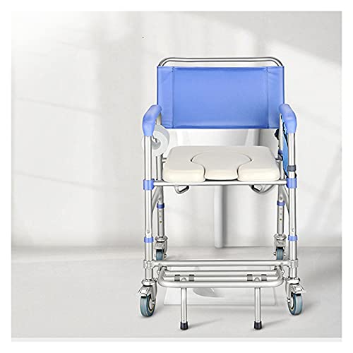 ZWYSL Silla con Orinal de cabecera Silla con Inodoro Plegable con apoyabrazos, Gancho para Toallas de Papel Ruedas Antideslizantes ensanchadas Silla ergonomica