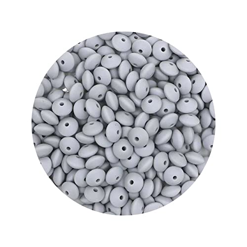 100 piezas 12 mm perlas de silicona perlas de lentejas ecológicas cuentas DIY cadena de chupete collar accesorios mordedor para bebés juguetes para el cuidado-100 piezas gris claro