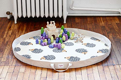 3 Sprouts Play Mat Bag Alfombra de actividad portátil grande para el piso para almacenamiento de bebés, Hedgehog