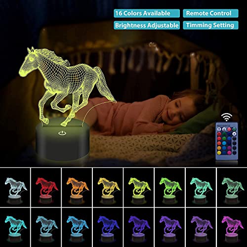 3D Caballo ilusión Lámpara Luz Nocturna 7/16 Colores Cambiantes Control Remoto USB de Suministro de Energía Juguetes Decoración Regalo de Cumpleaños Navidad