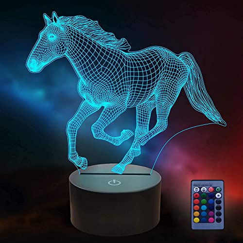 3D Caballo ilusión Lámpara Luz Nocturna 7/16 Colores Cambiantes Control Remoto USB de Suministro de Energía Juguetes Decoración Regalo de Cumpleaños Navidad