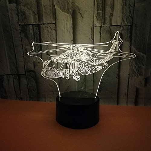 3D Helicóptero Avión ilusión Optica Lámpara Luz Nocturna 7 Colores Cambiantes Touch USB de Suministro de Energía Juguetes Decoración Navidad Cumpleaños Regalo