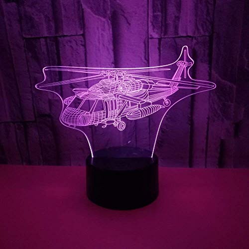 3D Helicóptero Avión ilusión Optica Lámpara Luz Nocturna 7 Colores Cambiantes Touch USB de Suministro de Energía Juguetes Decoración Navidad Cumpleaños Regalo