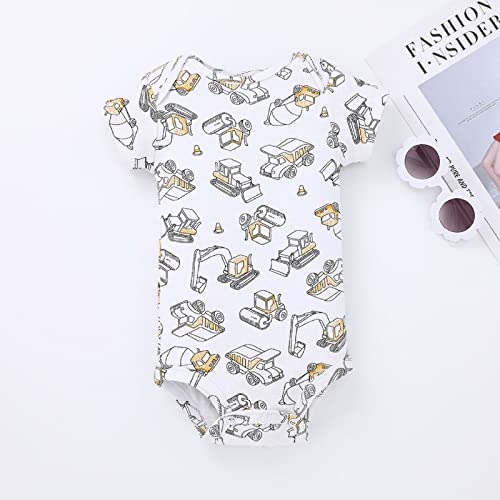 5 Piezas Bebé Body Mono de Manga Corta Mameluco Algodón Recién Nacido Pijama Bebés Juegos de Regalo, 6-9 Meses