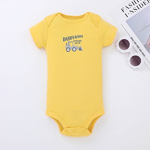 5 Piezas Bebé Body Mono de Manga Corta Mameluco Algodón Recién Nacido Pijama Bebés Juegos de Regalo, 6-9 Meses