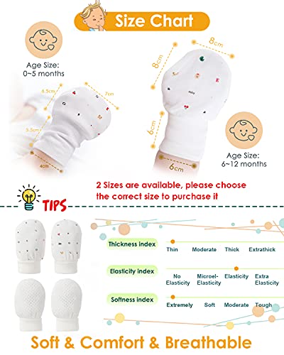 6 Pares Mitones de bebé Manoplas para bebés Guantes para bebés Manoplas sin rasguños para 6-12 Meses Niños Niñas