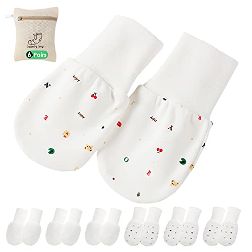 6 Pares Mitones de bebé Manoplas para bebés Guantes para bebés Manoplas sin rasguños para 6-12 Meses Niños Niñas