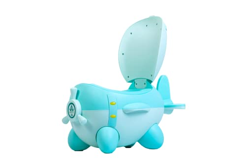 Airplane Potty - Orinal para niños y niñas, asiento ergonómico, cojín suave de PU, resistente a las salpicaduras (verde)