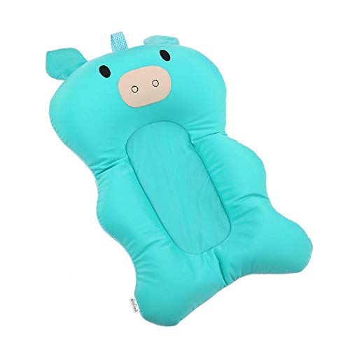 Alfombra de baño para bebé Forma de cerdo lindo Asiento de bañera portátil Alfombra de baño infantil Alfombrilla de baño Recién nacido Almohadilla de baño para baby shower(Light Green)