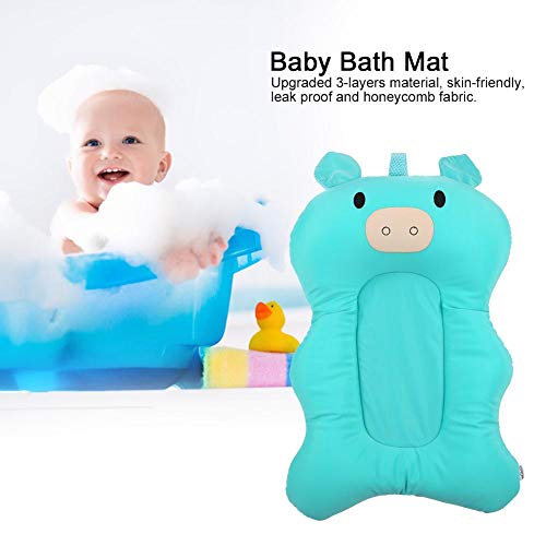 Alfombra de baño para bebé Forma de cerdo lindo Asiento de bañera portátil Alfombra de baño infantil Alfombrilla de baño Recién nacido Almohadilla de baño para baby shower(Light Green)