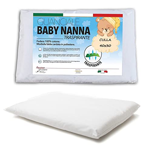 Almohada Bebe (100% Made In Italy Y Oeko-Tex®) - Cojin Bebe 40x30 Cm - Almohada Cuna Fina, Transpirable Y Antiácaros con Funda De Algodón 100% - Cojin Cuña