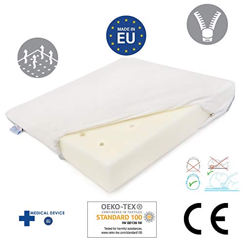 Almohada para bebé antiplagiocefalia marca CE para bebés y niños Medical Device anti reflujo antiasfixia hipoalergénico Made in EU y OEKO-TEX® para cuna y cuna desenfundable 40 x 36 (gris)