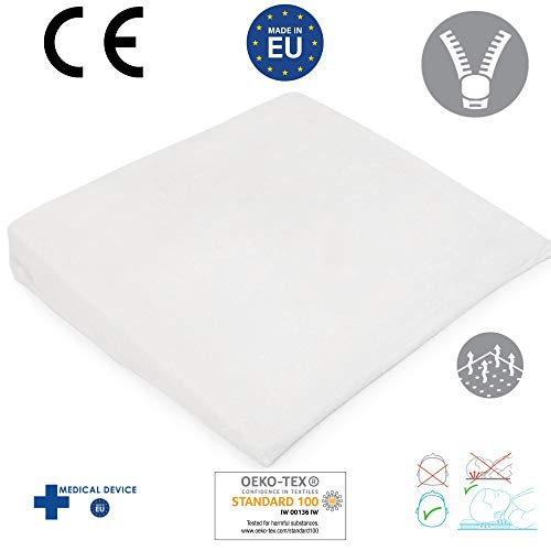 Almohada para bebé antiplagiocefalia marca CE para bebés y niños Medical Device anti reflujo antiasfixia hipoalergénico Made in EU y OEKO-TEX® para cuna y cuna desenfundable 40 x 36 (gris)