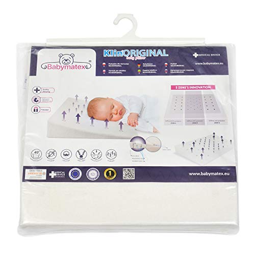 Almohada para bebé antiplagiocefalia marca CE para bebés y niños Medical Device anti reflujo antiasfixia hipoalergénico Made in EU y OEKO-TEX® para cuna y cuna desenfundable 40 x 36 (gris)