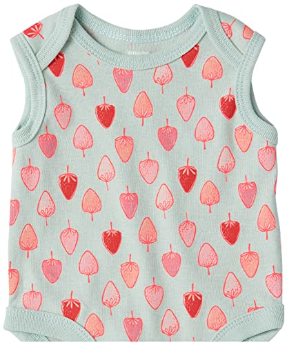 Amazon Essentials Baby Sleeveless Bodysuits Disfraces para bebés y niños pequeños, Rosa, Estampado de Bayas, 18 Meses, Pack de 6