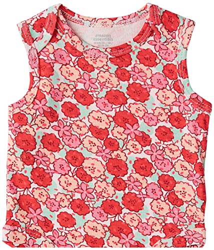 Amazon Essentials Baby Sleeveless Bodysuits Disfraces para bebés y niños pequeños, Rosa, Estampado de Bayas, 18 Meses, Pack de 6