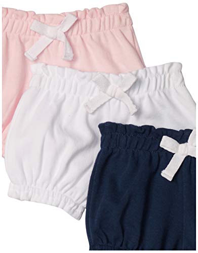 Amazon Essentials - Pack de 3 pantalones bombacho para niña, Pink/Grey Solid, US 0-3M (EU 56-62)