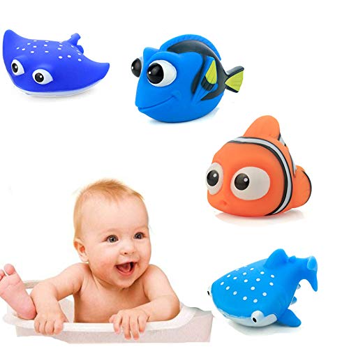 Amdear Encontrar a Dory Nemo Bath Squirters Juguetes de baño para bebés y niños pequeños juguetes ducha y natación 4 piezas