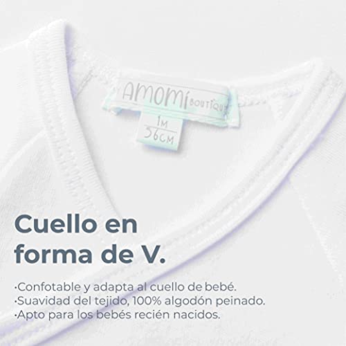 Amomí Body Bebé Cruzado para Recién nacido Manga Corta personalizados I Love mami, I Love papi 3 Meses 100% algodón combed (3 Meses, A21046)