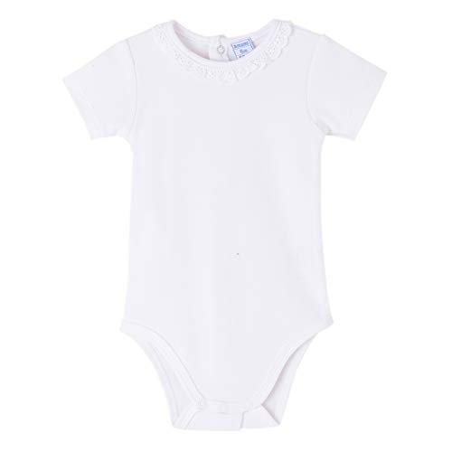 Amomí Body para Bebé Cuello Batista Cuello Volante Pack de 2 Pcs Manga Corta 100% Algodón, (6 Meses, Blanco 2)