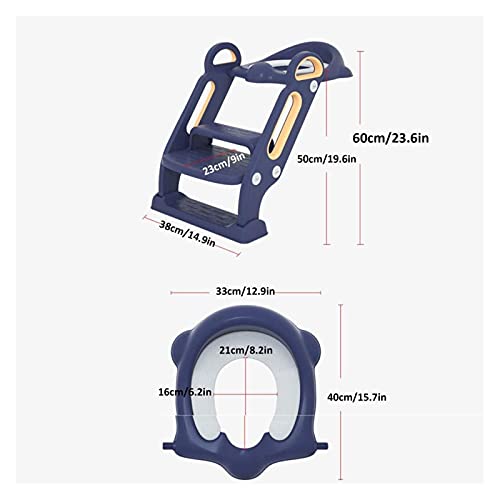 Asiento de inodoro ajustable de altura con escalera, asiento de entrenamiento para bebé acolchado, carga máxima hasta 75 kg, entrenamiento de inodoro plegable estable antideslizante para niños y niñas