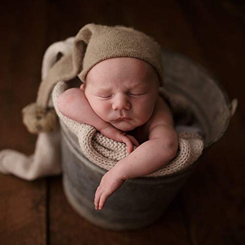 Asudaro Sombrero de bebé recién nacido y envoltura de ganchillo, disfraz de foto, accesorio hecho a mano, suave, hecho a mano, mate, para bebés de 0 a 3 meses, color verde claro