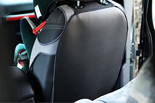 AUTOLIGHT 24 Protector de respaldo para asiento trasero de coche, funda de piel impermeable, fácil de limpiar, de piel ecológica, color negro, coche para niños (2)