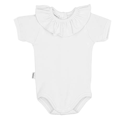 BABIDU Body Cuello Volante Manga Corta Ajustado, Blanco, 24 Meses Unisex bebé