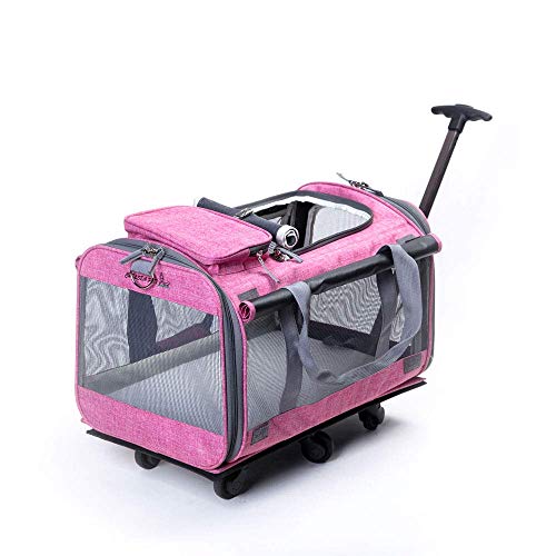 Baby Bites Rueda Plegable Segura para Mascotas, Silla de Paseo Mascotas diseñada para Perros, Gatos, diseño de Rueda giratoria de Silencio de 360 ​​° (46 * 25 * 35 cm) (Color: Rosa)