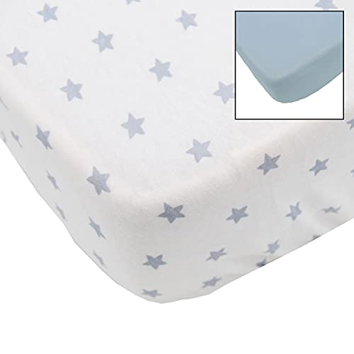 Babycalin - Set de 2 sábanas bajeras, cielo azul y estrella, 60x120 cm